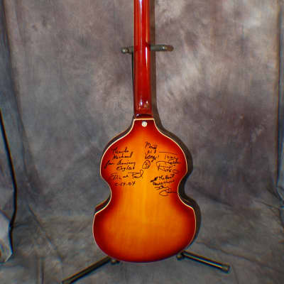 2004  Signed American English Louise Harrison Jay Turser Left Hand Beatle Bass Grover Tuners Gigbag image 8