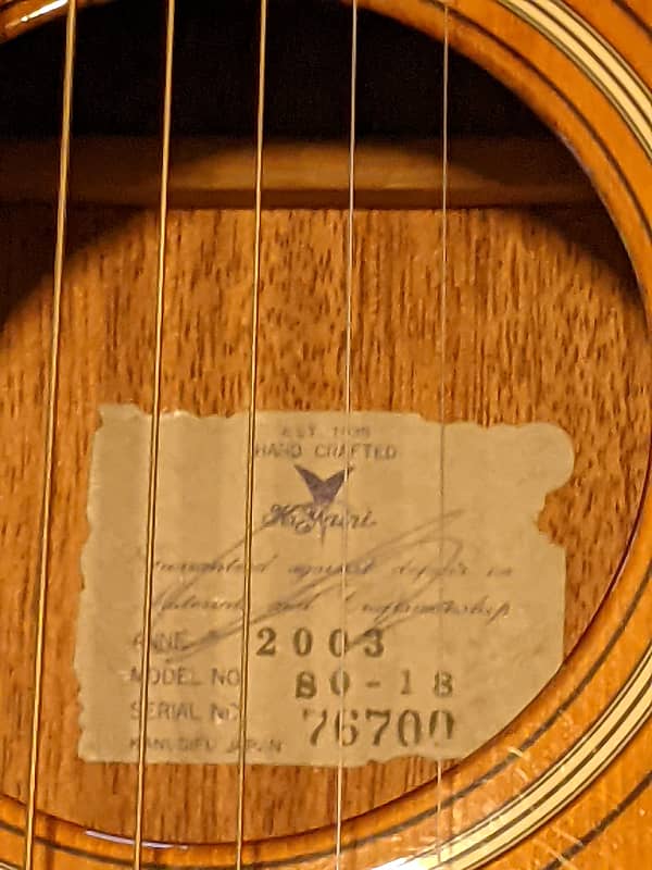 Very Nice 2003 K. Yairi SO-18 Single 0 14 Fret Acoustic