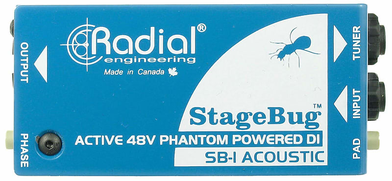 Radial StageBug SB-1 Active 48V Phantom Powered 1 Channel Instrument Direct Box with Polarity Switch image 1