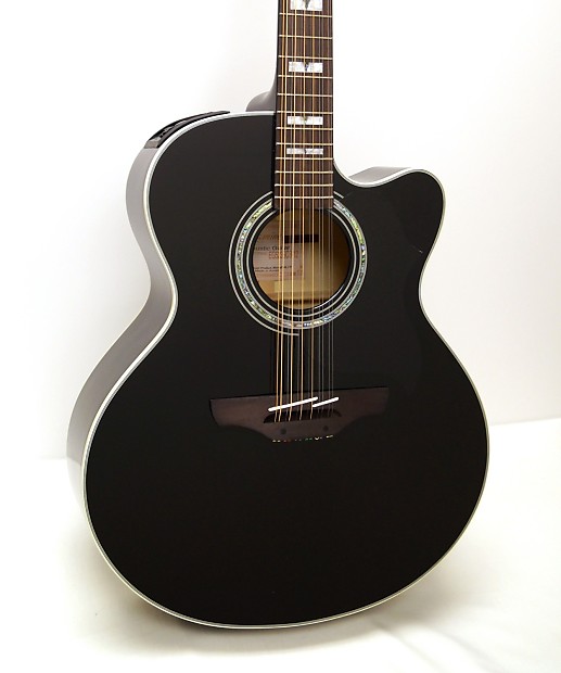 Takamine EG523SCB 12 Jumbo Cutaway 12 String Acoustic Electric Guitar Black