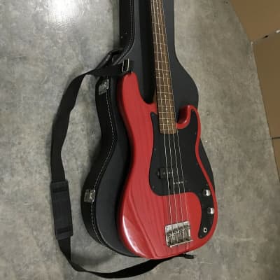 Memphis P-Bass Vintage 4-String Guitar Precision, Red and Black - W/ Black Strap for sale