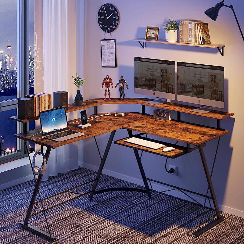 L shaped recording studio desk discount