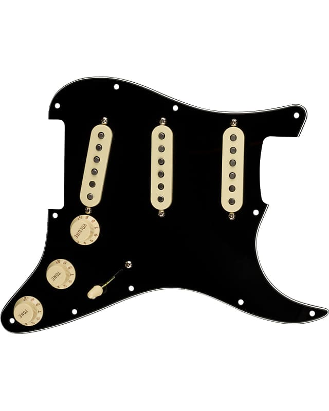 Fender Pre-Wired Strat Pickguard, Tex-Mex SSS, Black 11 Hole PG image 1