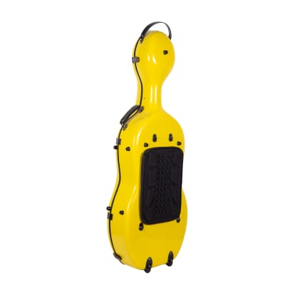 Crossrock Fiberglass Hard Guitar  Case with wheels for 4/4 Cello in Yellow image 3