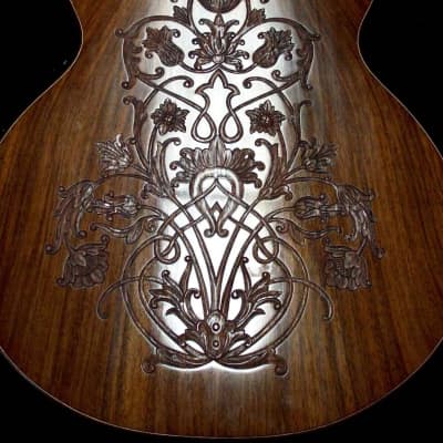 Blueberry Handmade Acoustic Guitar Grand Concert Floral Motif Built to Order image 9