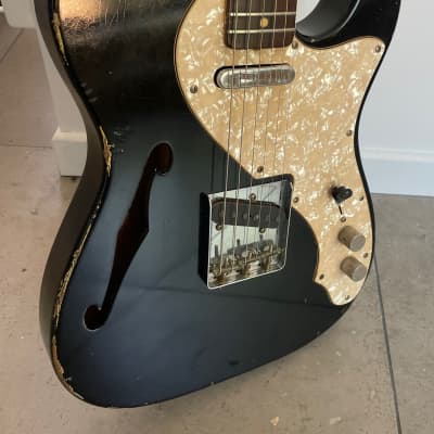 RebelRelic Telecaster thinline 2020 - Black Over Tv Yellow image 1