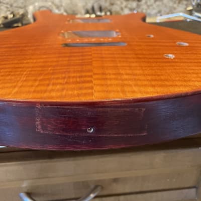 Supra-Tone Double cut flamed maple guitar body - Mango/Oxblood image 6