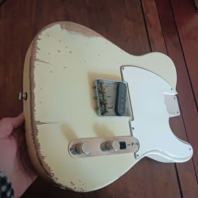 Melody Custom Guitars Olympic White Relic Aged Esquire Telecaster Body, Loaded. 1998 image 4