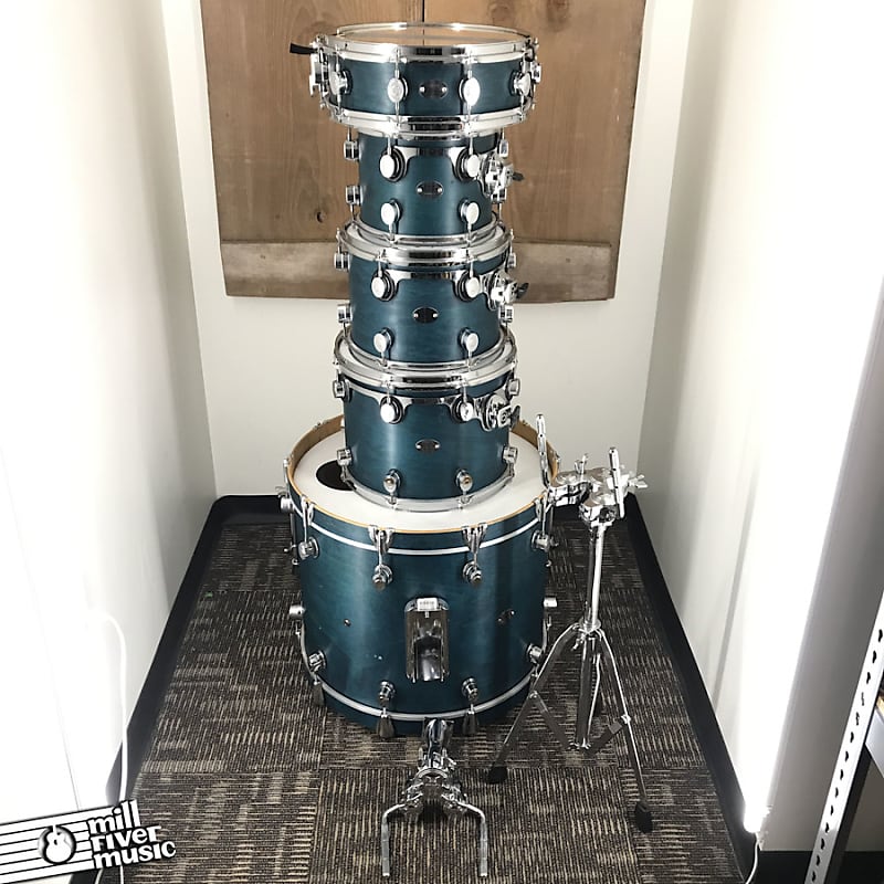 DW All Maple Drum Kit (1999) pre PDP Teal Satin Stain  10, 12, 14, 22 with matching 14