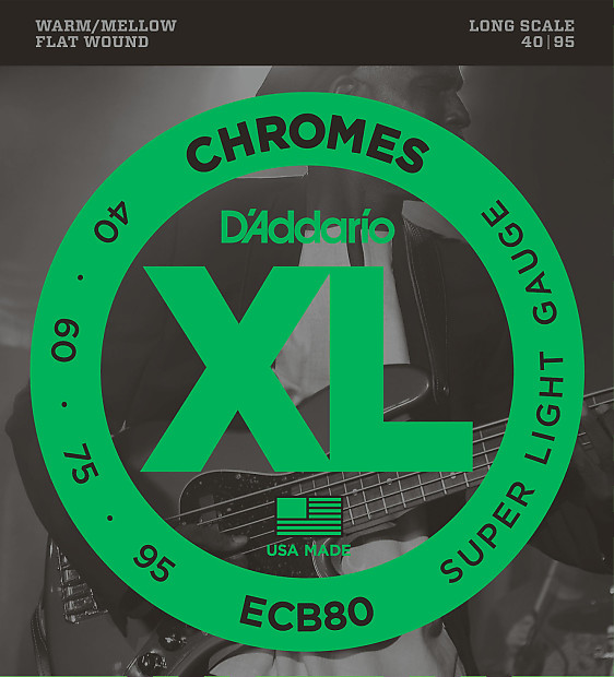 D'Addario ECB80 Chromes Long Scale Bass Guitar Strings, Light Gauge image 1