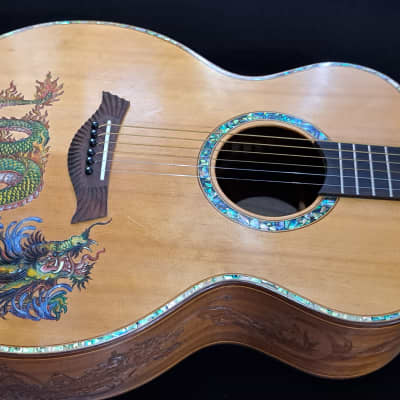 Blueberry NEW IN STOCK Handmade Acoustic Guitar Grand Concert Dragon image 12