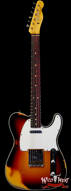Fender Custom Shop 1962 Telecaster Custom Rosewood Slab Board Hand-Wound Pickups Heavy Relic 3 Tone Sunburst image 1