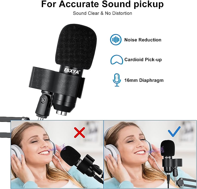 USB Streaming Podcast PC Microphone professional 192KHZ24Bit Studio  Cardioid Condenser Mic Kit with sound card Boom Arm Shock Mount Pop Filter  for