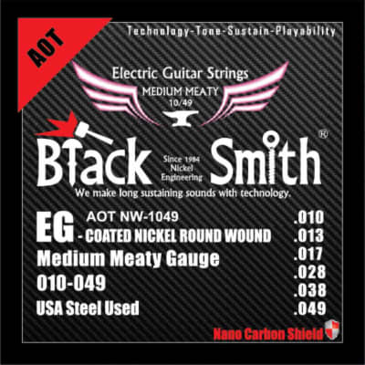 BLACKSMITH Electric 6 String Set, Nano-Carbon Coated Steel - Medium Meaty 010 - 049 for sale