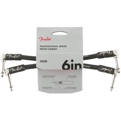 Fender Professional Instrument Patch Cable, 15cm/6in, Black, 2 Pack for sale