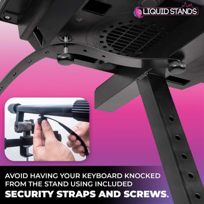 Liquid Stands Dual Piano Keyboard Stand with 2nd Tier - Adjustable Z-Style 2-Tier Heavy-Duty Stand for Synths and Electric Keyboards - Fits 54-88 Key Pianos image 6