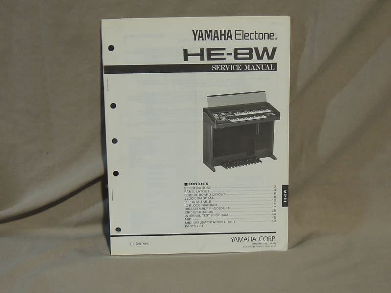 Yamaha Electone HE-8W Service Manual [Three Wave Music] | Reverb