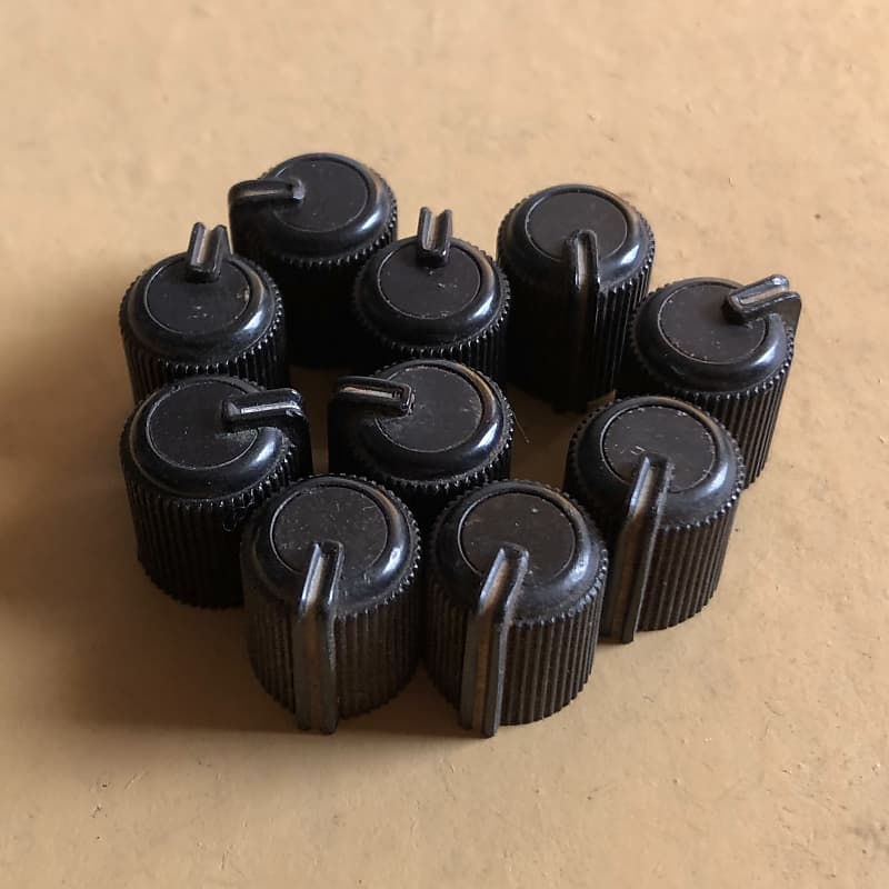 (10) 1980s Peavey Rogan Amp/Mixer Knobs Black (Smaller Size) Reverb