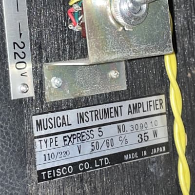 1960’s Teisco Express 5 Tube Amp Amplifier 10” Speaker w Tremolo + Reverb MIJ Japan Rare Dual Voltage 110-220V image 11