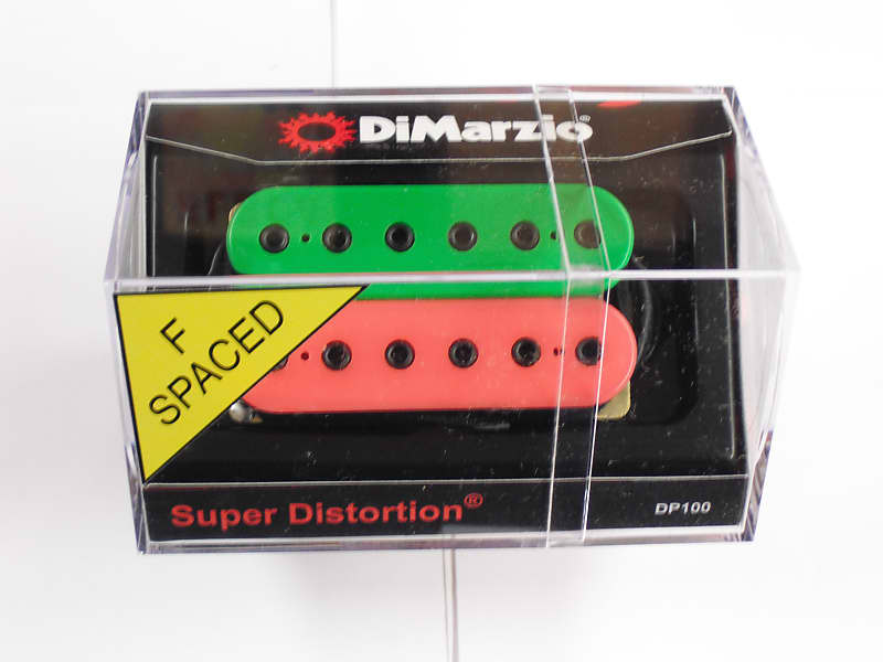 DiMarzio F-spaced Super Distortion Bridge Humbucker Pink/Green W/Black Poles DP 100 image 1