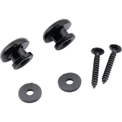 Black Yamaha Style End Pin Acoustic Electric Guitar Strap Buttons Screws Pads image 2