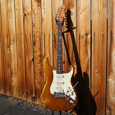 G&L USA CUSTOM SHOP Legacy - Yukon Gold Metallic Nitro Heavy Aged 6-String Electric Guitar w/ Tolex Custom Shop Case (2023) image 2