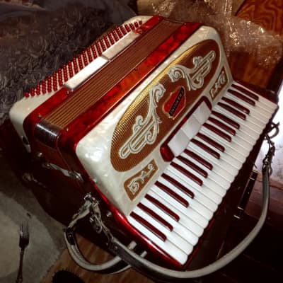 Francini Accordion 17" 120 Bass *Made In Italy- 1960s Red/Pearl* image 1