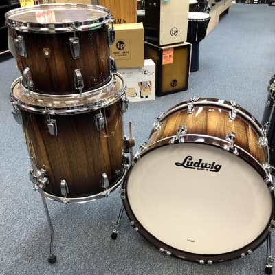 Ludwig Classic Maple Fab 22 3 Piece Shell Pack African Black Limba Natural/Mahogany Burst image 1