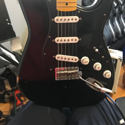 David Gilmour Inspired Replica Stratocaster Relic Aged Black Strat Partscaster image 1