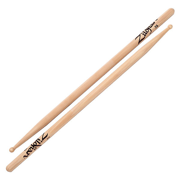 Zildjian 7AWN Hickory Series 7A Wood Tip Drum Sticks image 1