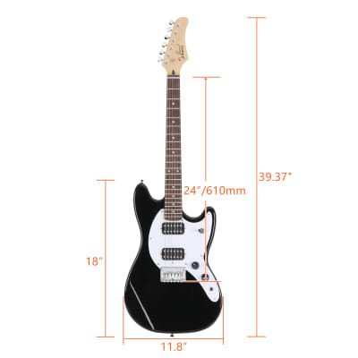Glarry Full Size 6 String H-H Pickups GMF Electric Guitar with Bag Strap Connector Wrench Tool 2020s - Black image 9