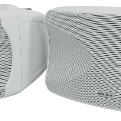 Pair Rockville WET-44 PRO Dual 4" 4-Way Swivel 70V Commercial Speakers in White image 3