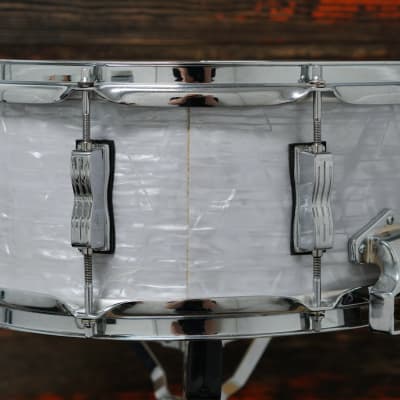 Ludwig 6.5x14" Symphonic Snare Drum - 1960 White Marine Pearl (Rewrap) image 7