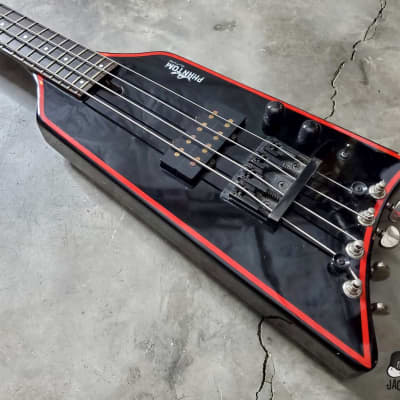 RARE: Phantom Guitarworks HBBR-BR Batmobile Surf Stick Electric Bass (1980s, Black/Red) image 6