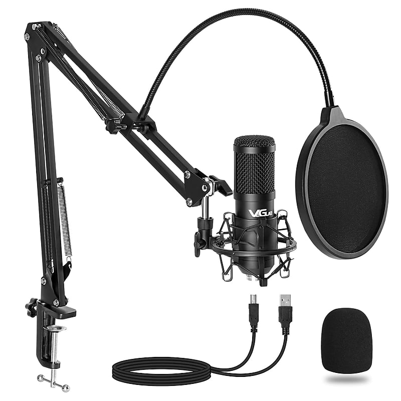  Upgraded USB Microphone for Computer, Mic for Gaming, Podcast,  Live Streaming,  on PC, Mic Studio Bundle with Adjustment Arm Stand,  Fits for Windows & Mac PC, Plug & Play Design