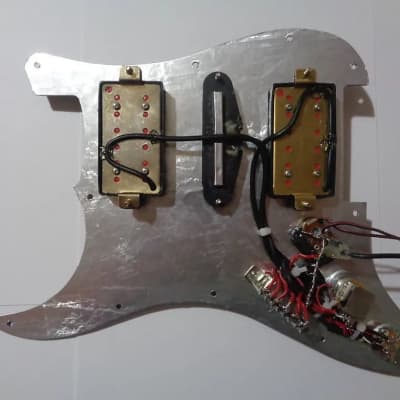Handmade pre-wired Strat HSH pickguard, with HB split, Treble Bleed & Tele Mode (Neodymium Ultra DT) image 4