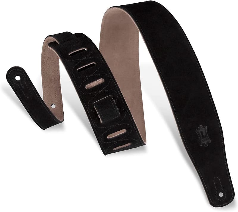 Levy's Leathers MS26-BLK 2.5" Hand-Brushed Suede Guitar Strap, Black image 1