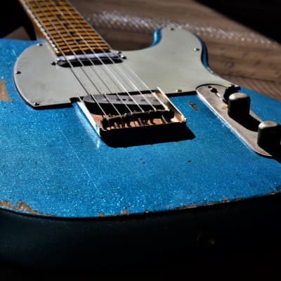 American Fender Custom Telecaster Nitro Heavy Relic Blue Sparkle image 9