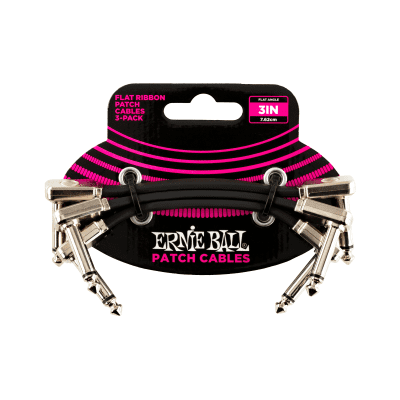 Ernie Ball 3" Flat Ribbon Patch Cable 3-Pack - Black image 1