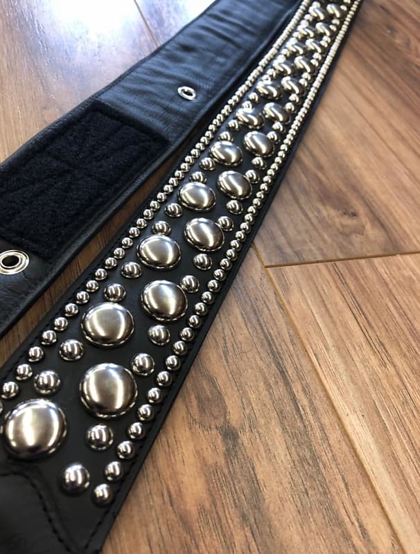 Carlino Full Length Paul Stanley Style Studded Strap Black leather and  studs