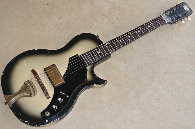 1959  Supro Super  / Thunderstick Guitar with Case  - Silverburst Finish image 1