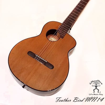 aNueNue MN14E Feather Bird Solid Cedar & Mahogany Nylon Travel Classical Guitar with pickup image 3