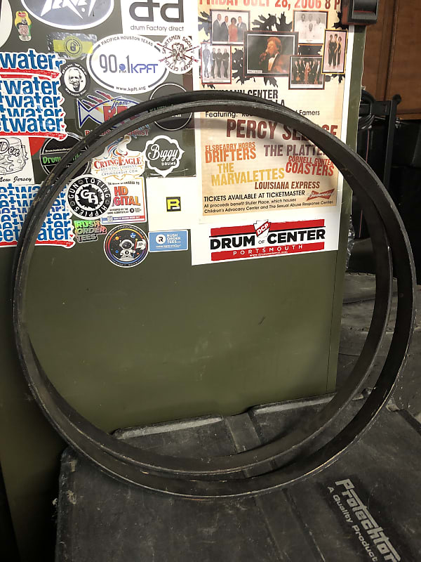 Ludwig Vintage 60’s Black 24 inch pair Of bass drum hoops, Reverb