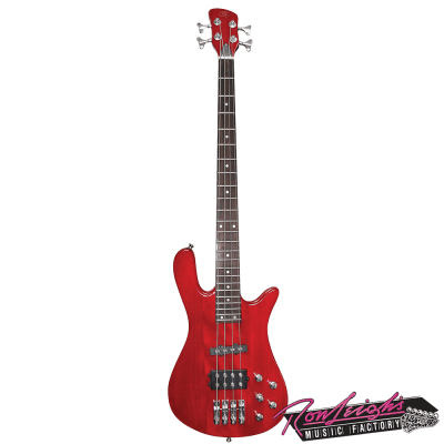 SX SWB1TWR Contemporary Series 4 String Bass Guitar in Transparent Red for sale