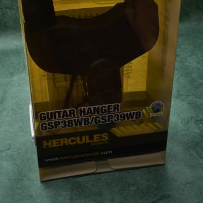 Hercules GSP38WB Auto Grip Short Arm Guitar Wall Hanger with Wooden Base 2010s - Natural/Black image 1