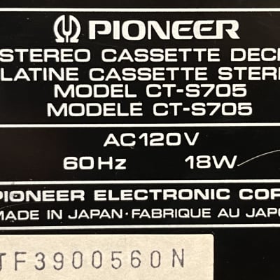 Pioneer CT-S705 *3-Head* Studio Quality - Stereo Cassette Deck (1989) Black image 11
