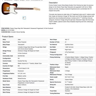 Fender 2014 Classic Player 60s Baja Telecaster Rosewood Board! Tele + Bag 99747 image 16