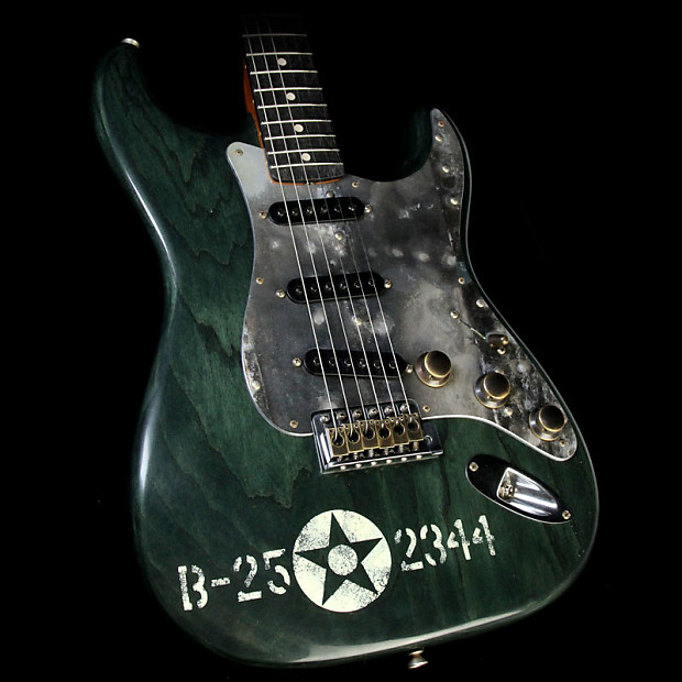 Fender Custom Shop Masterbuilt Yuriy Shishkov Pacific Battle Stratocaster Electric Guitar Transparent Green image 1