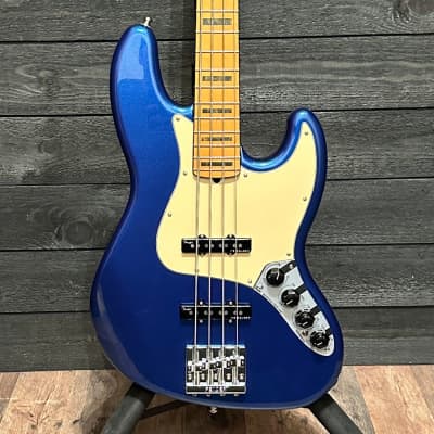 Fender American Ultra Jazz Bass 4-String USA Blue Electric Bass Guitar for sale