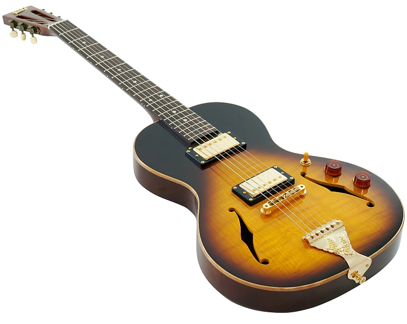 B&G Guitars Little Sister Crossroads Non-Cutaway, Humbucker, Tobacco Burst,  including bag